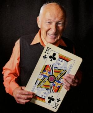 Lubor Fiedler with playing card